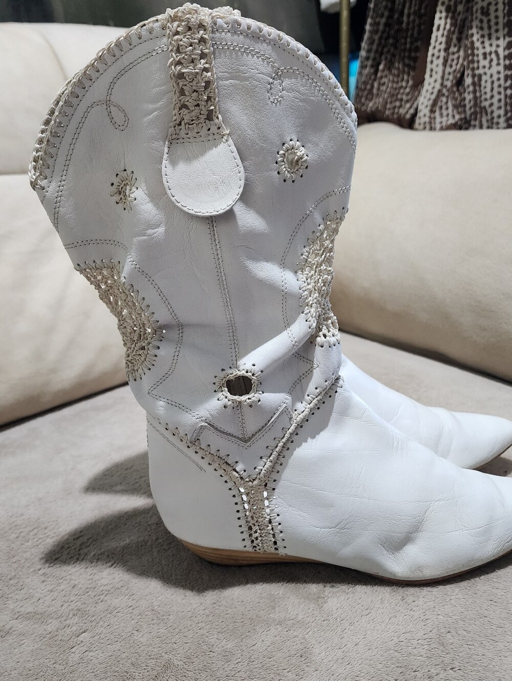 El Vaquero, Handmade, Italian Leather, Crochet Boots, Boho Chic, Western Boots. - Picture 5 of 15